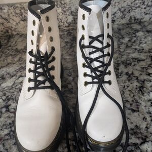 Dr. Martens White Boots with Black Laces
